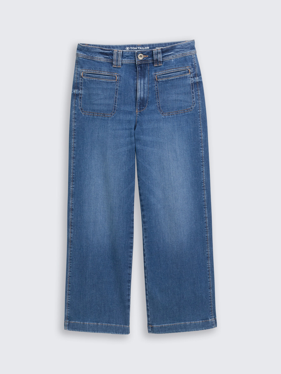culotte-jeans mit knopfleiste