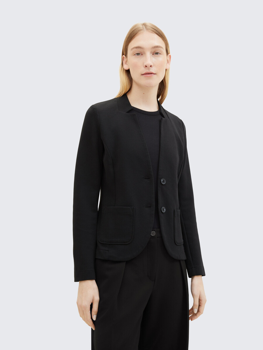 schmal geschnittener blazer mit ottoman-struktur