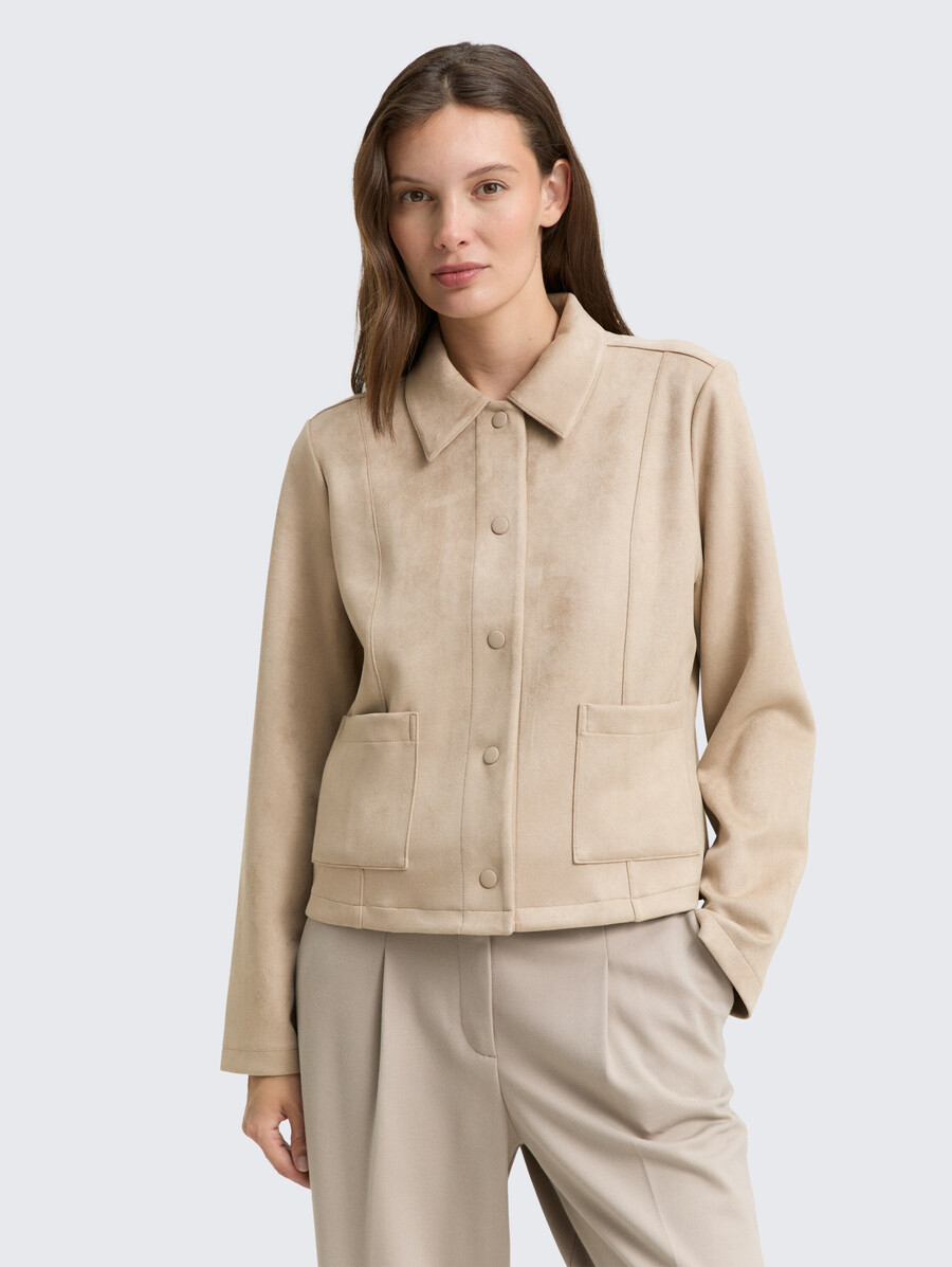 jacke in regulärer passform und wildlederoptik