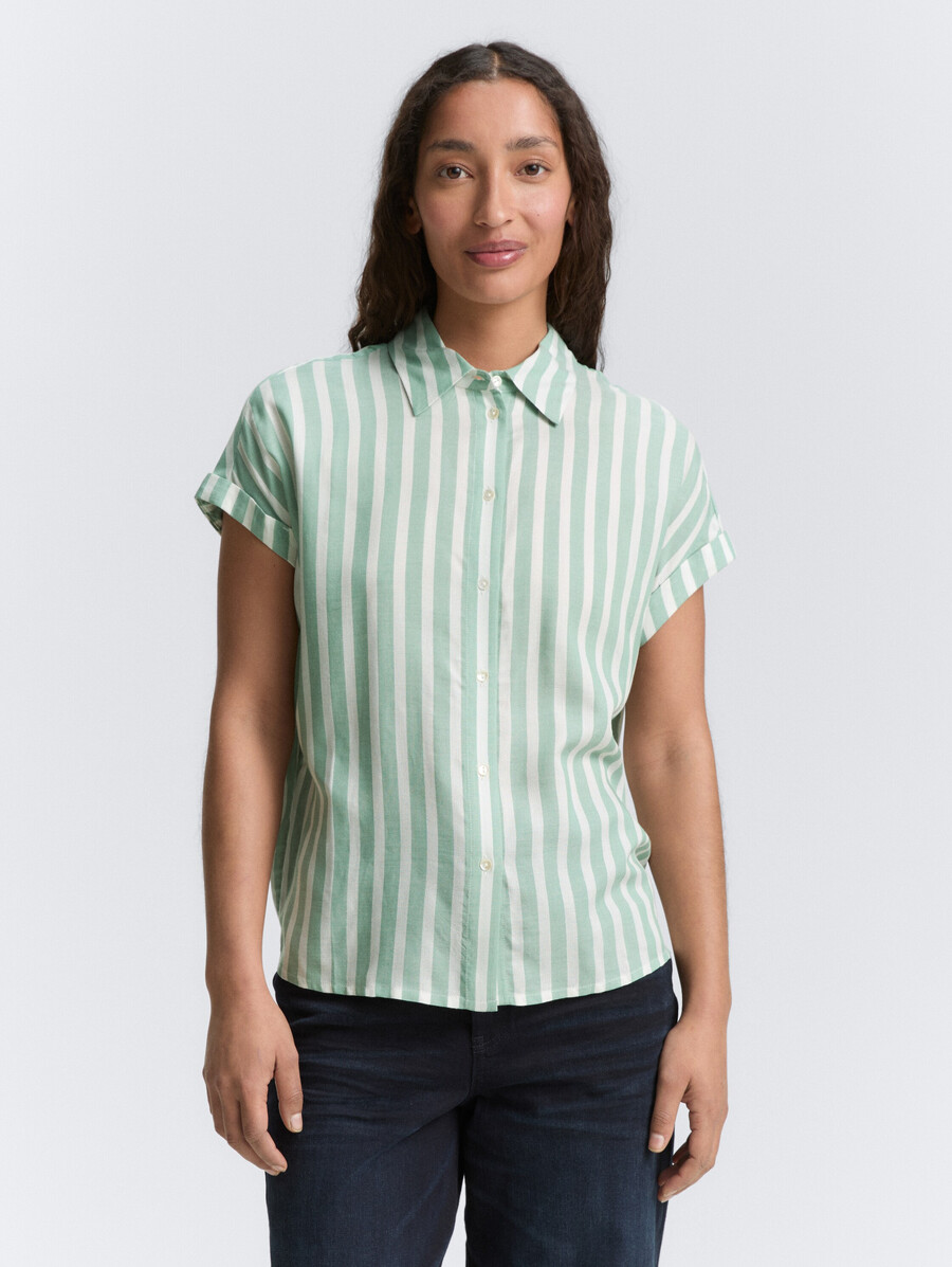 locker geschnittene bluse mit streifenmuster