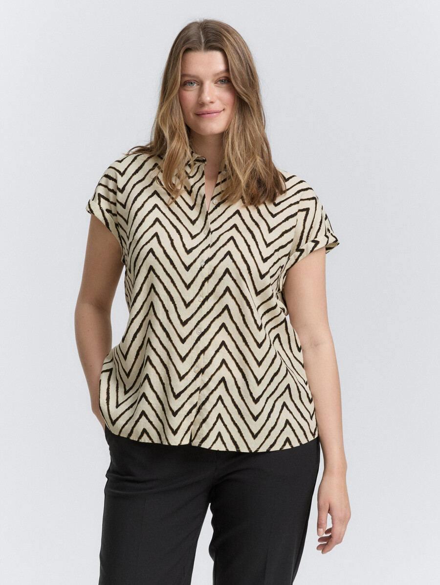 plus size – locker geschnittene bluse mit leinenanteil