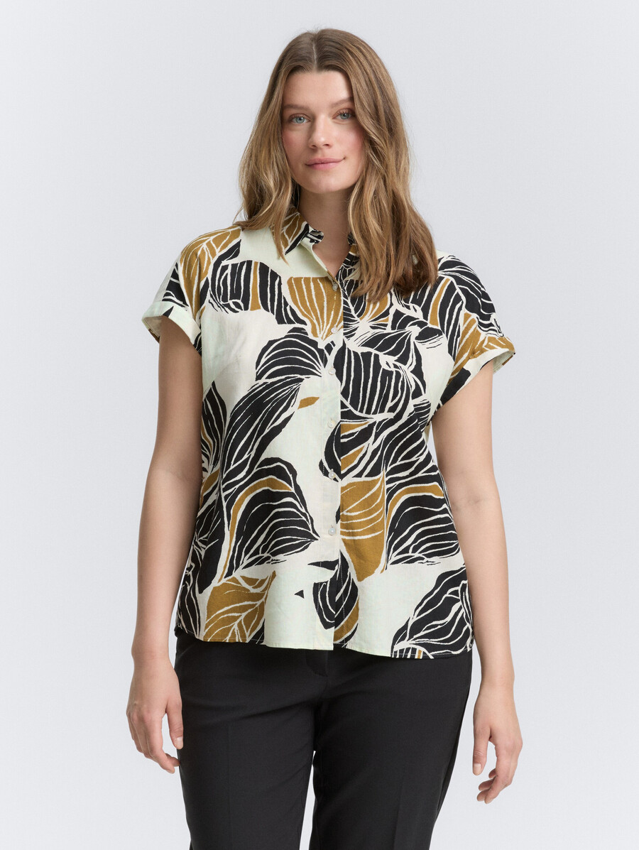 plus size – locker geschnittene bluse mit leinenanteil