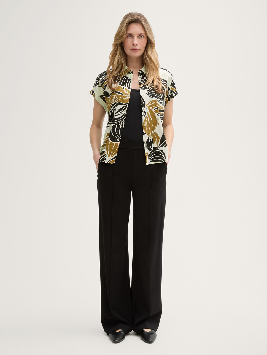 locker geschnittene bluse mit leinenanteil