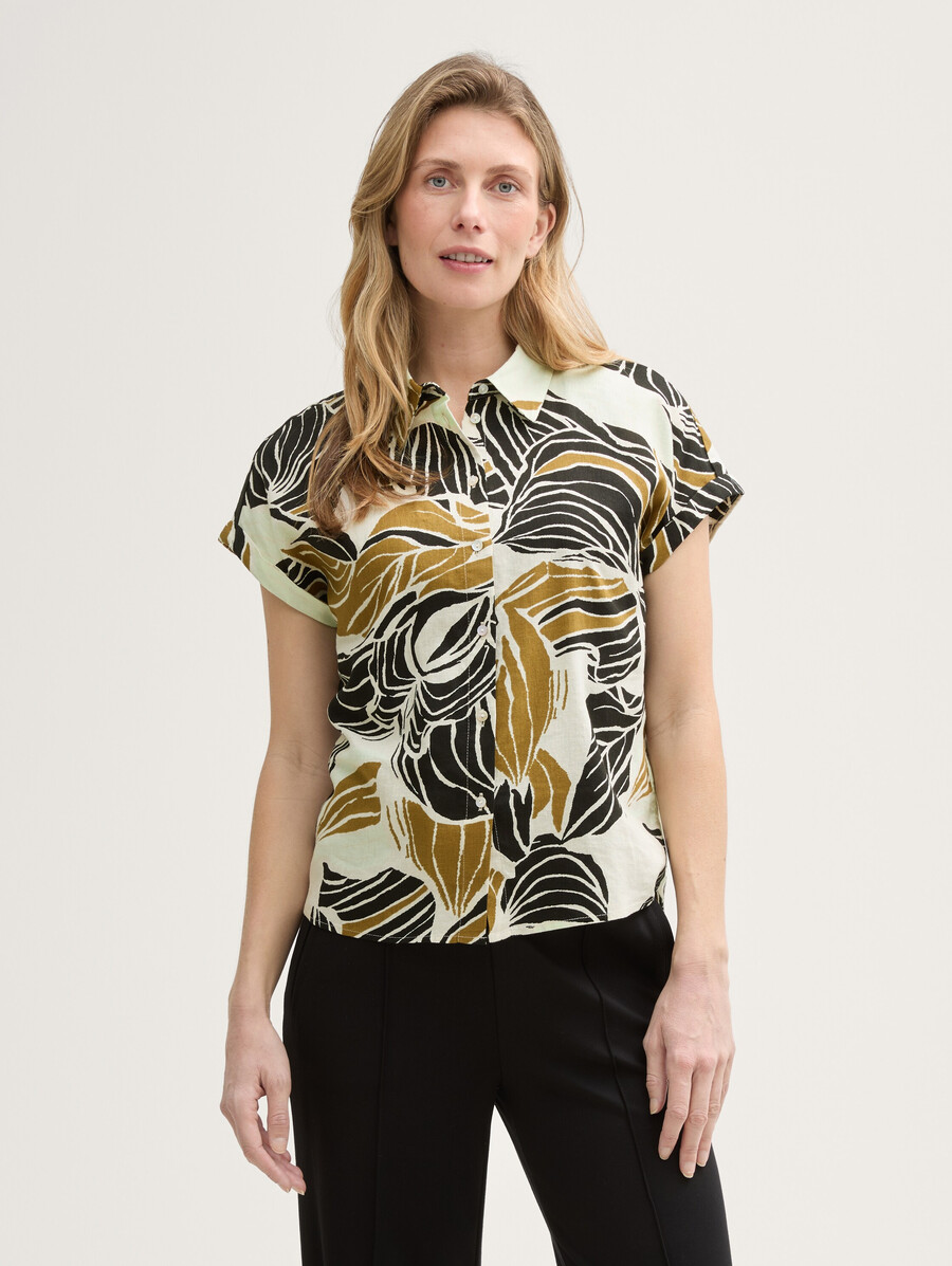locker geschnittene bluse mit leinenanteil