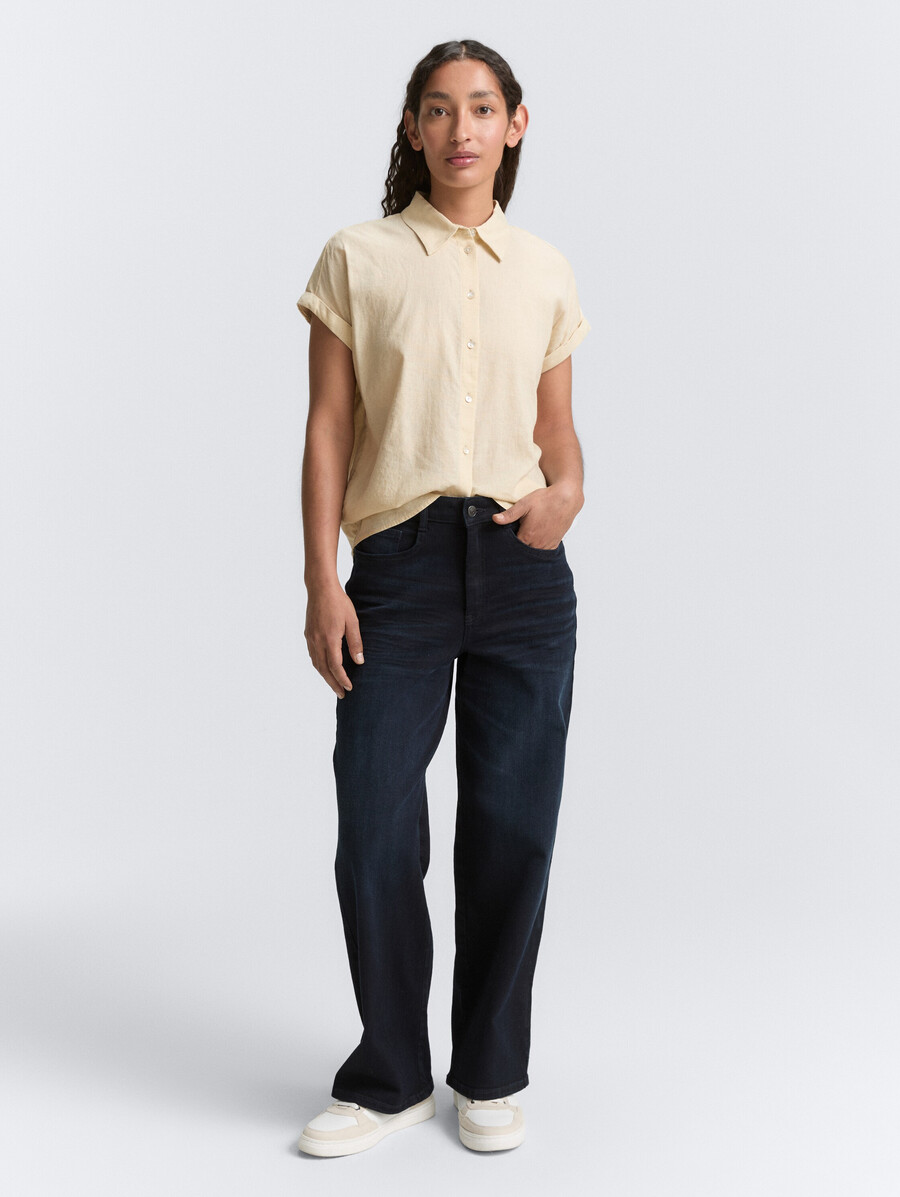 locker geschnittene bluse mit leinenanteil