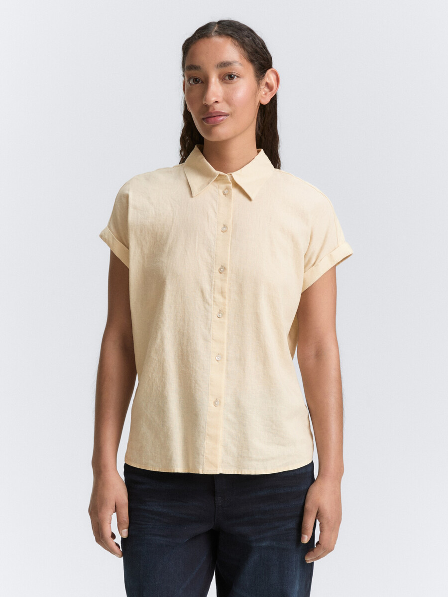 locker geschnittene bluse mit leinenanteil