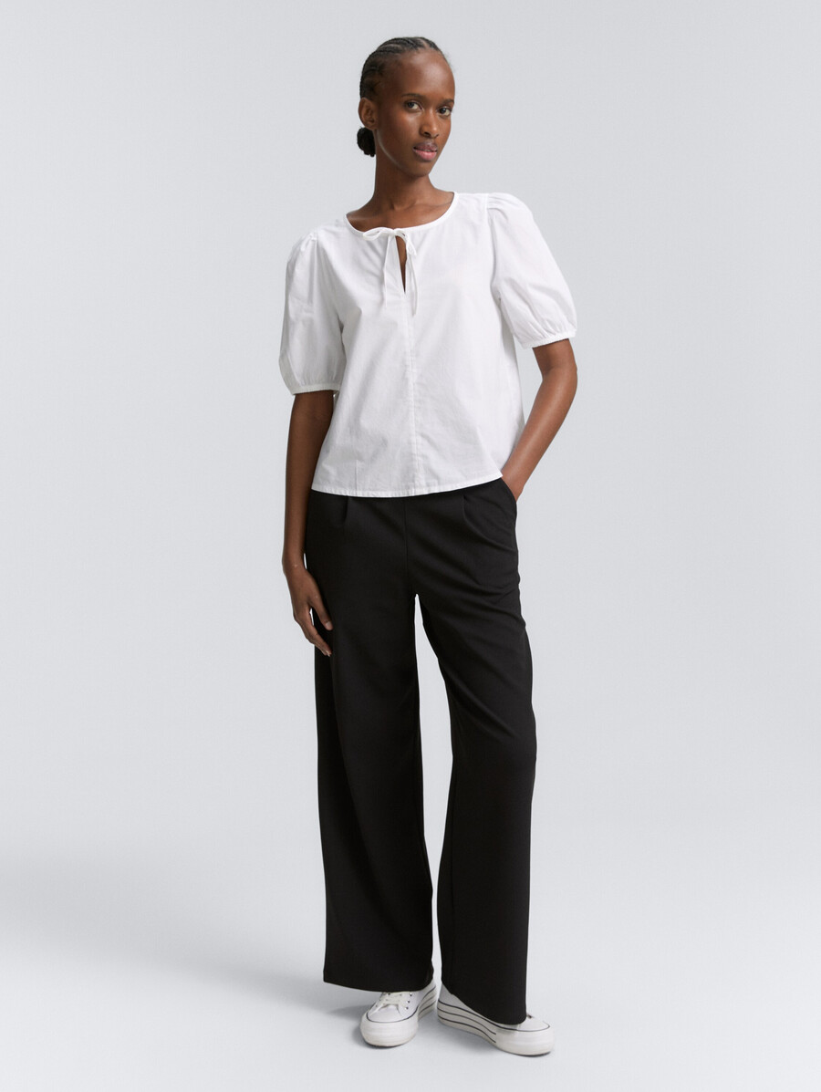 popelinebluse mit schleifendetail