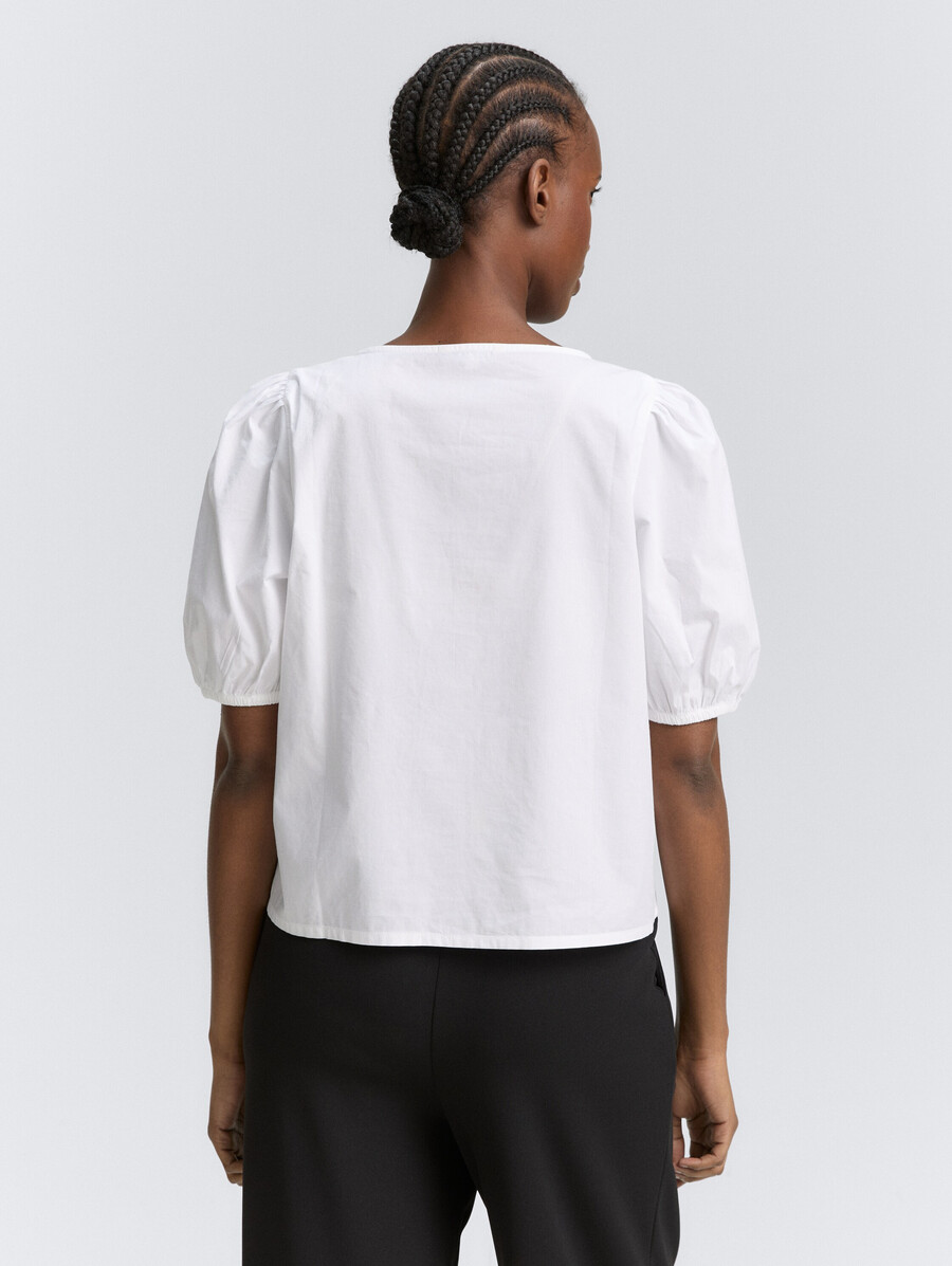 popelinebluse mit schleifendetail