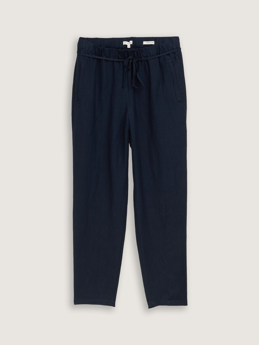 locker sitzende schmale hose mit leinenanteil