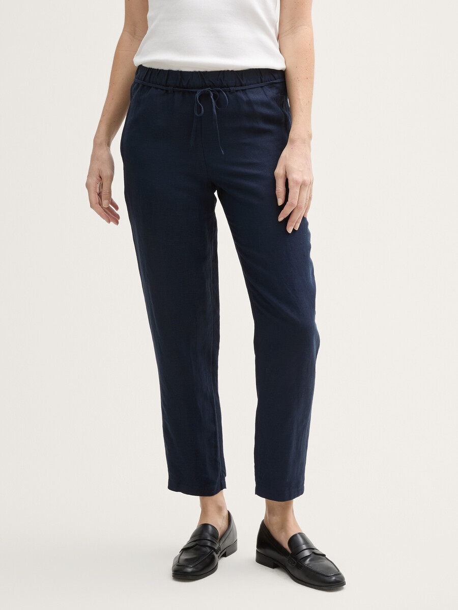 locker sitzende schmale hose mit leinenanteil