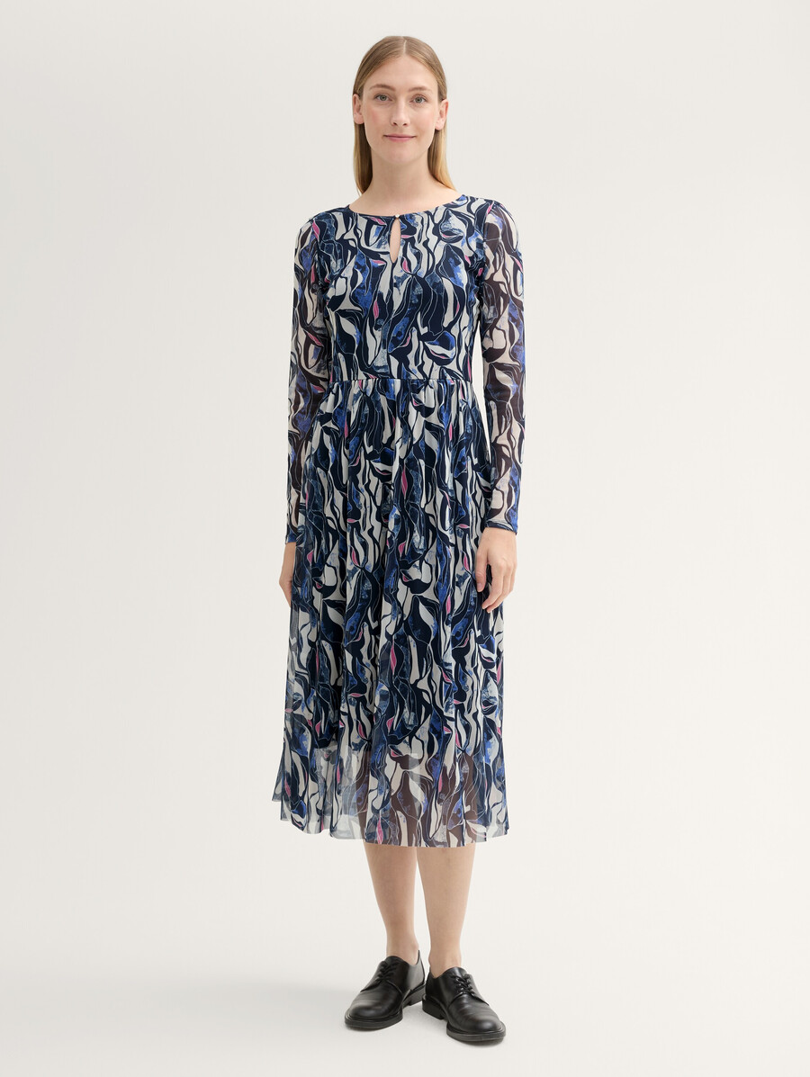 gemustertes mesh-midikleid