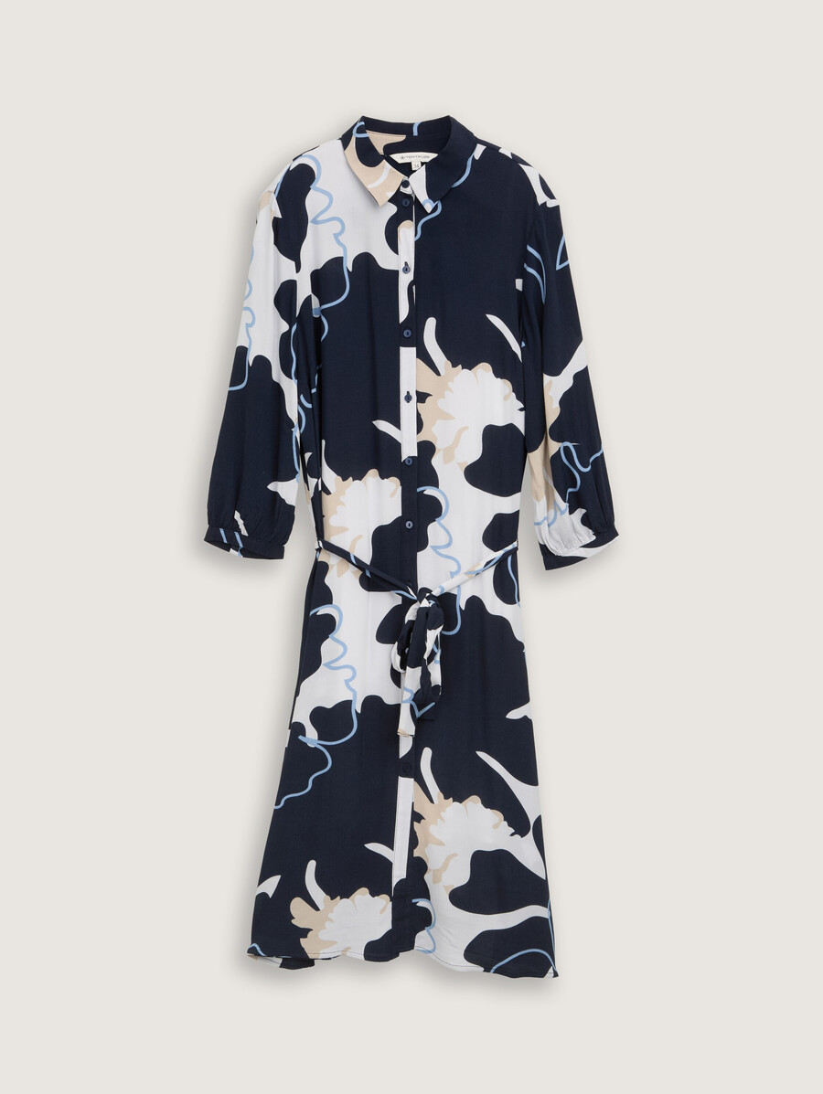 midi-blusenkleid mit gürtel