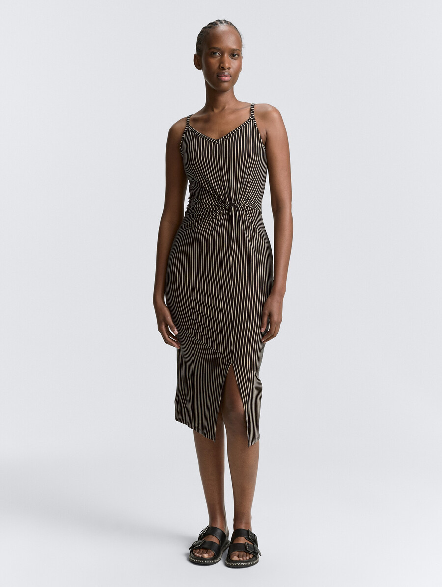 midi-trägerkleid mit twist-detail
