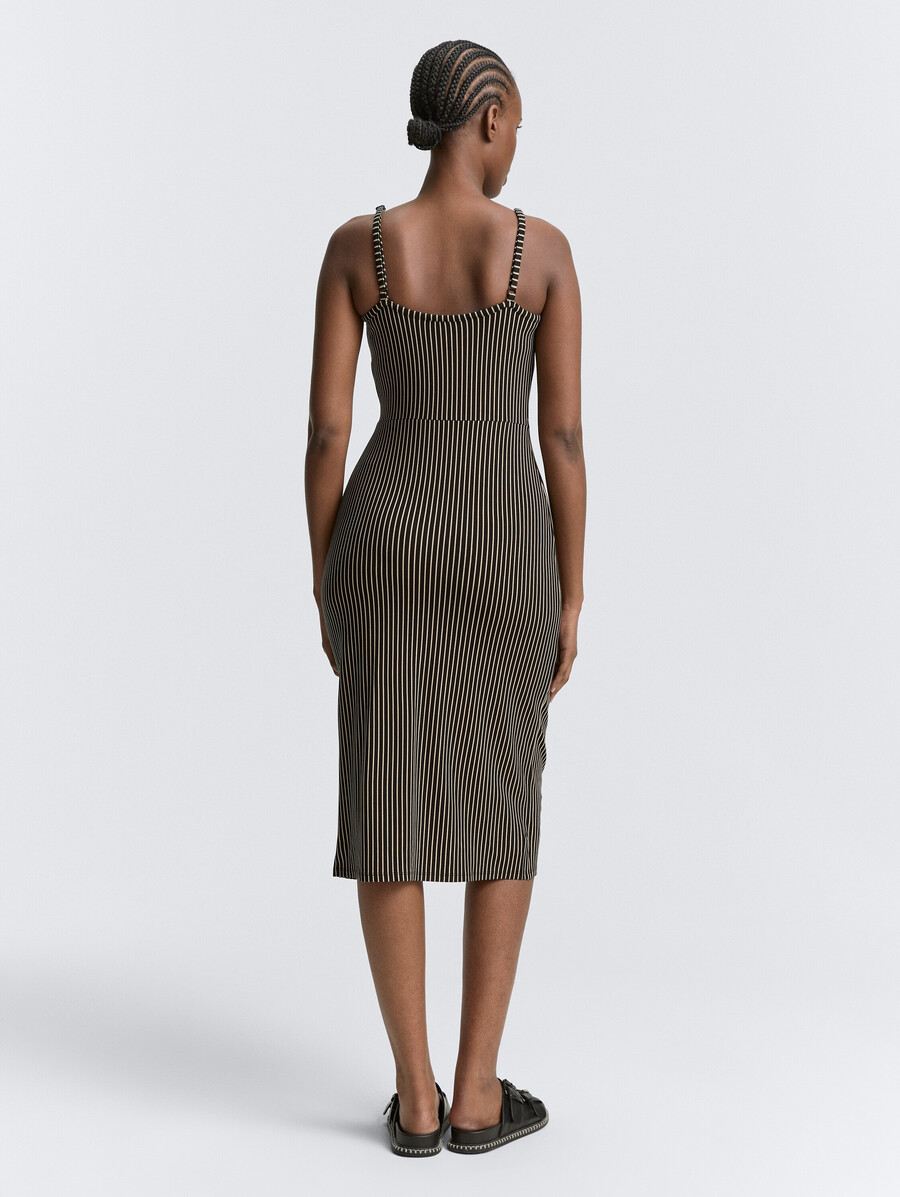 midi-trägerkleid mit twist-detail