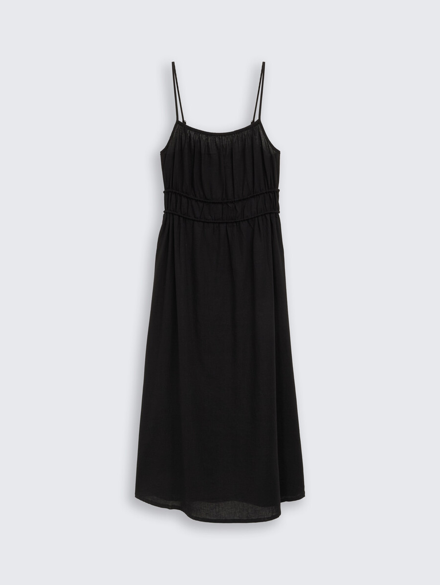 midi-trägerkleid aus leinen