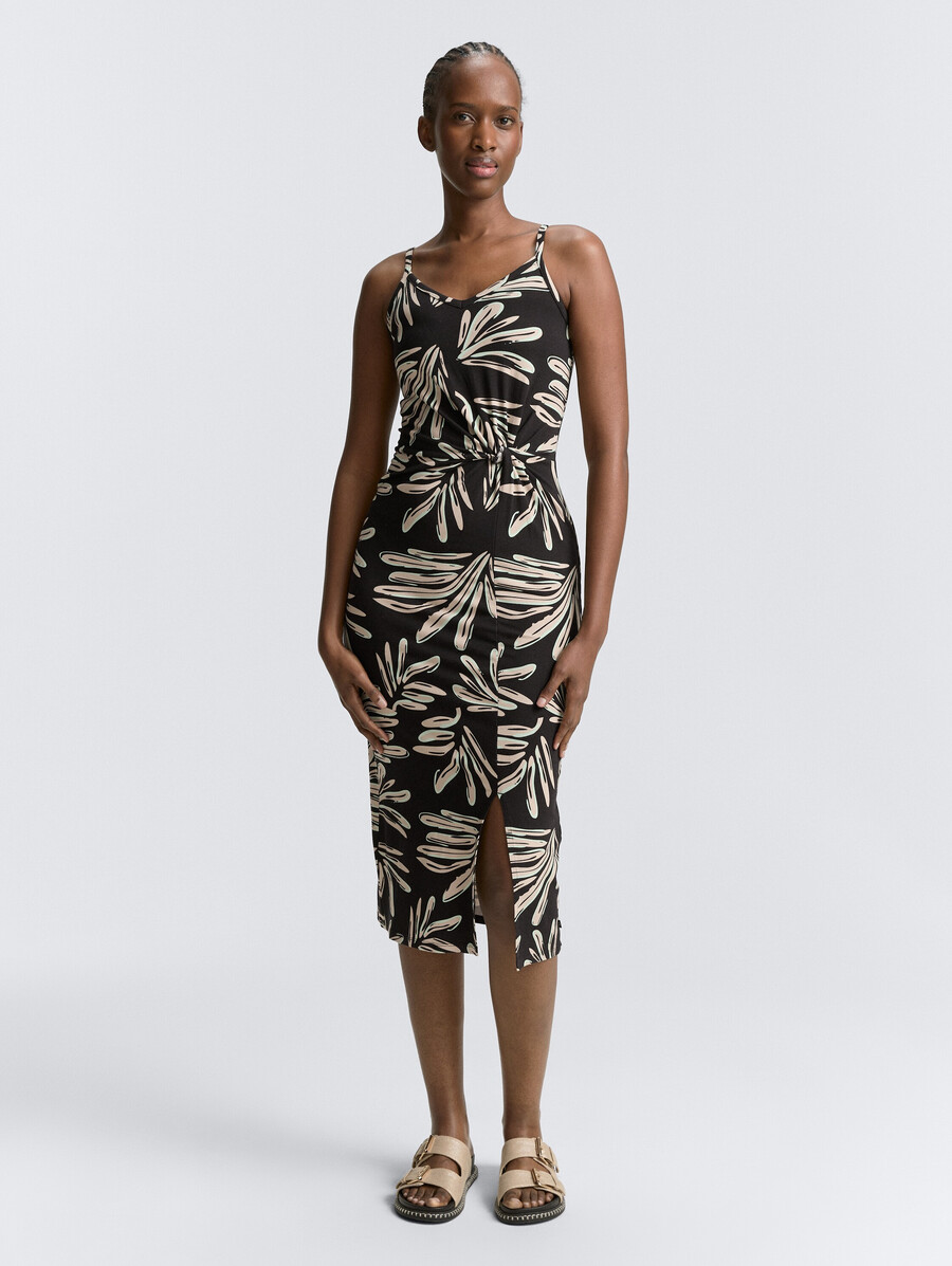 midi-trägerkleid mit twist-detail