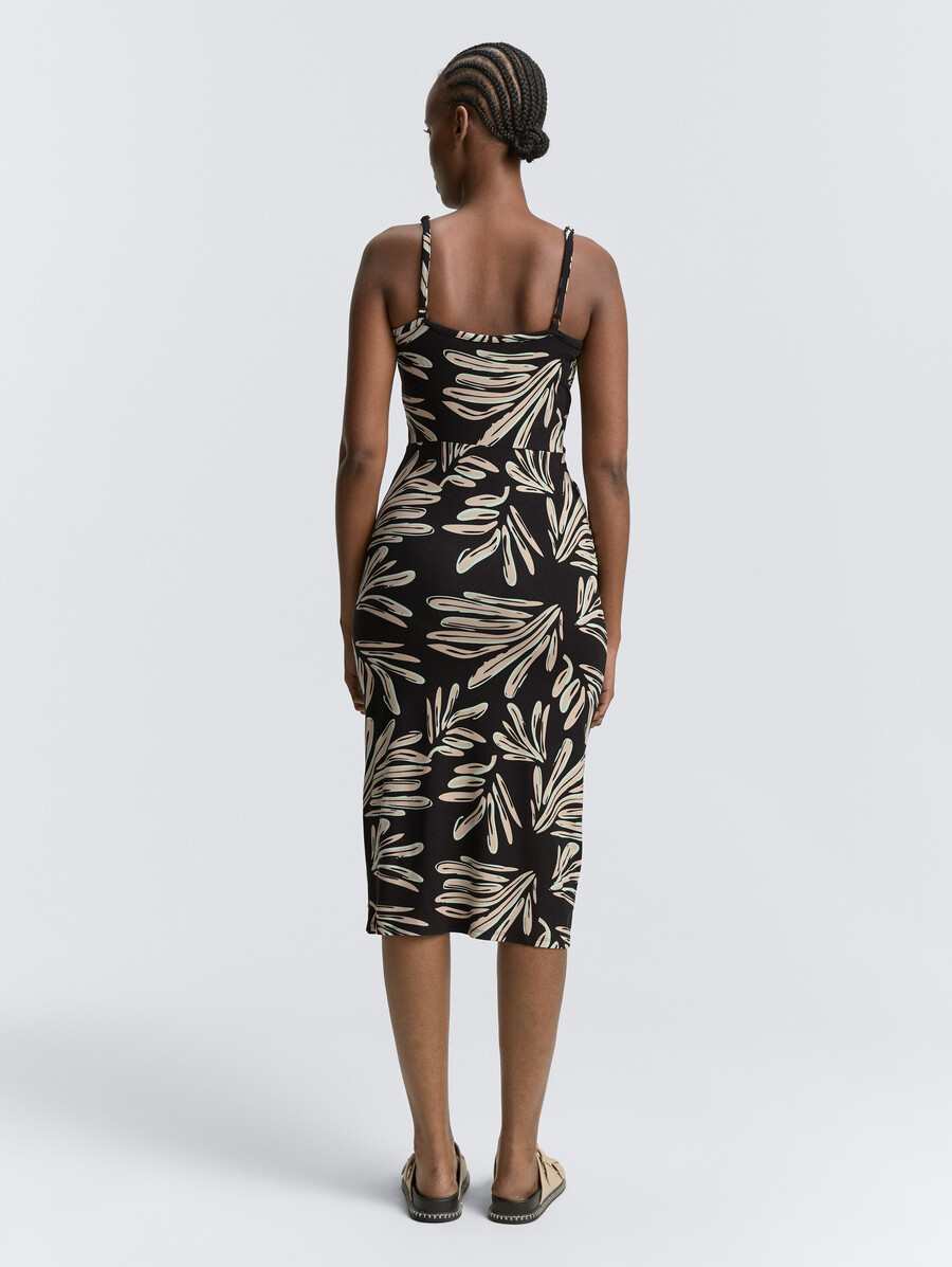 midi-trägerkleid mit twist-detail