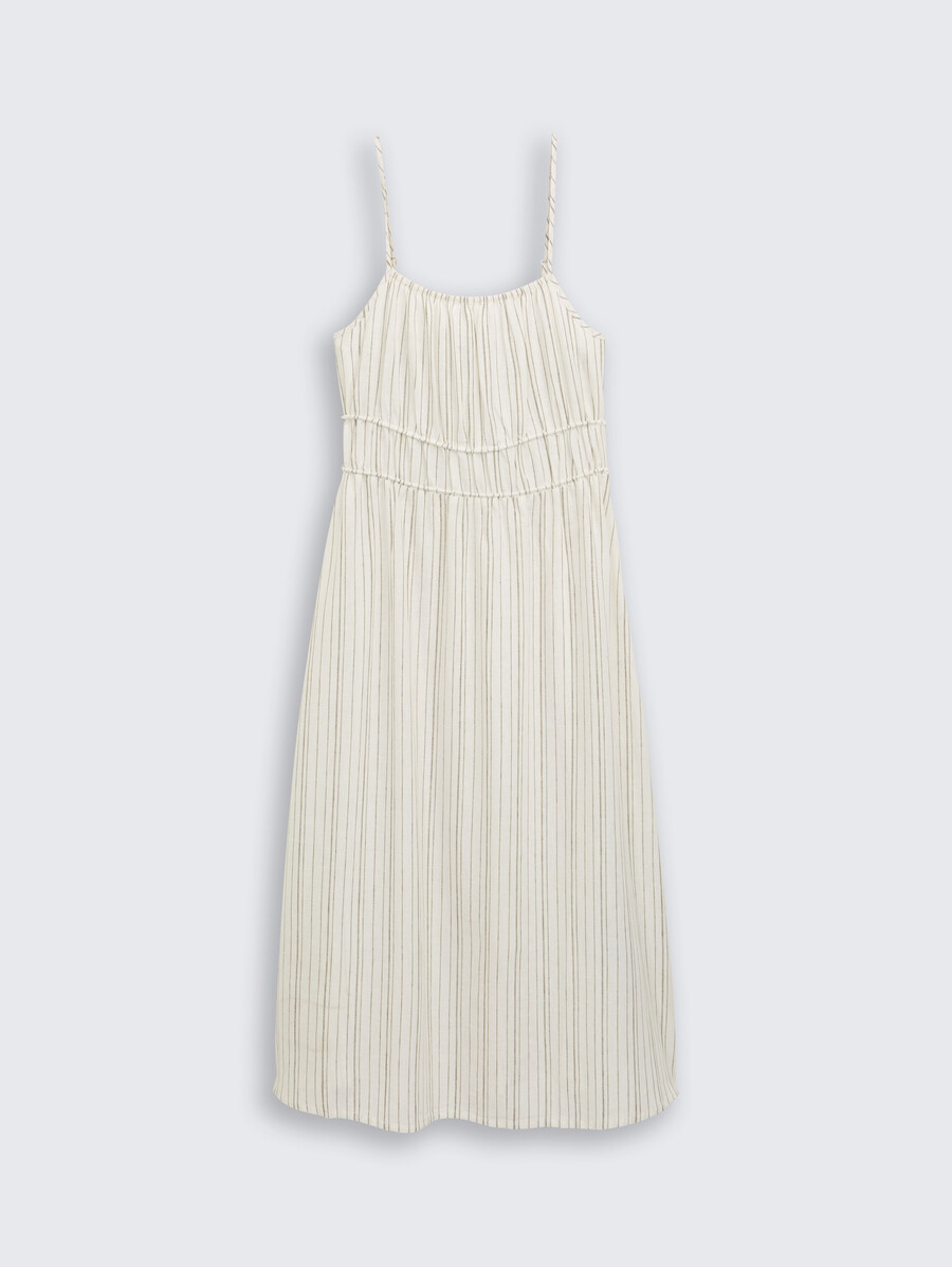 midi-trägerkleid aus leinen