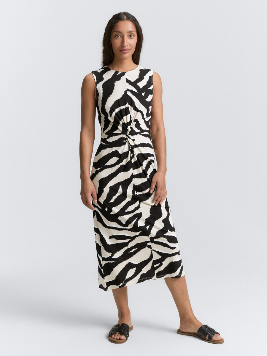 jersey-midikleid mit knotendetail