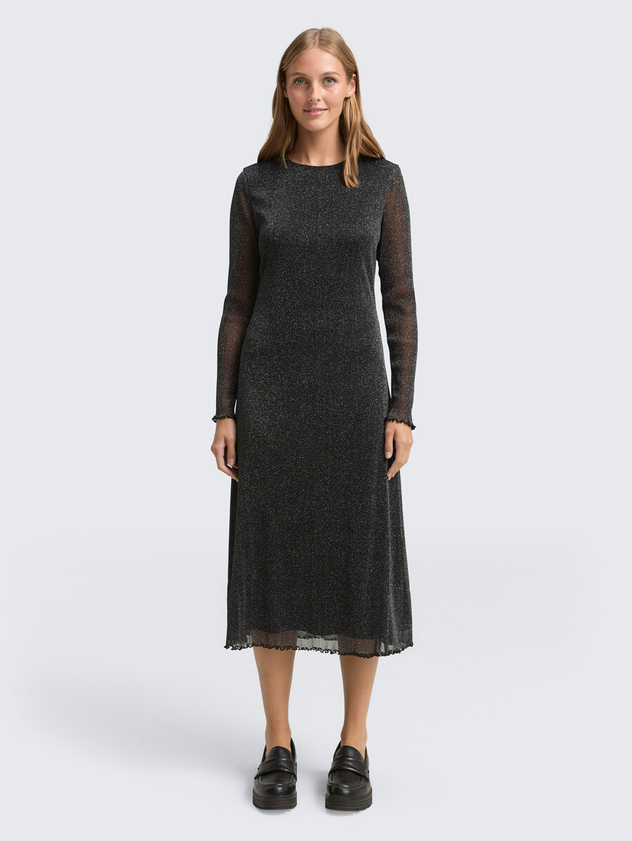 midi-meshkleid mit glitzereffekt