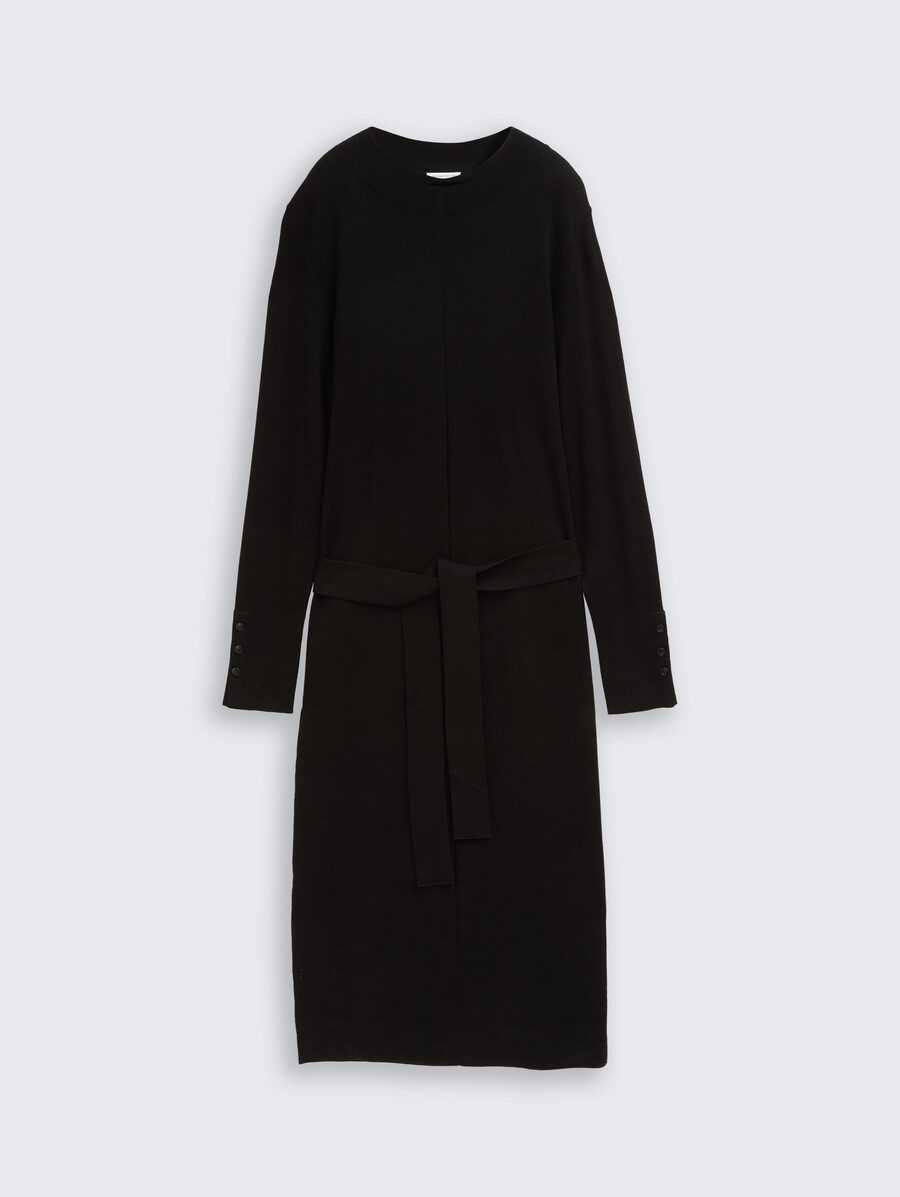 figurbetontes midikleid mit gürtel