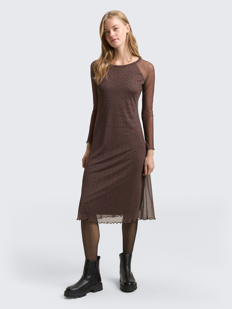 mesh-midikleid mit muster