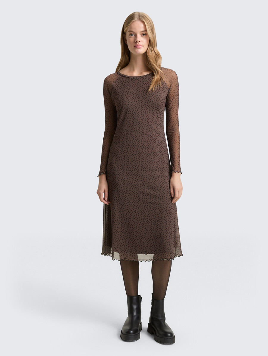 mesh-midikleid mit muster