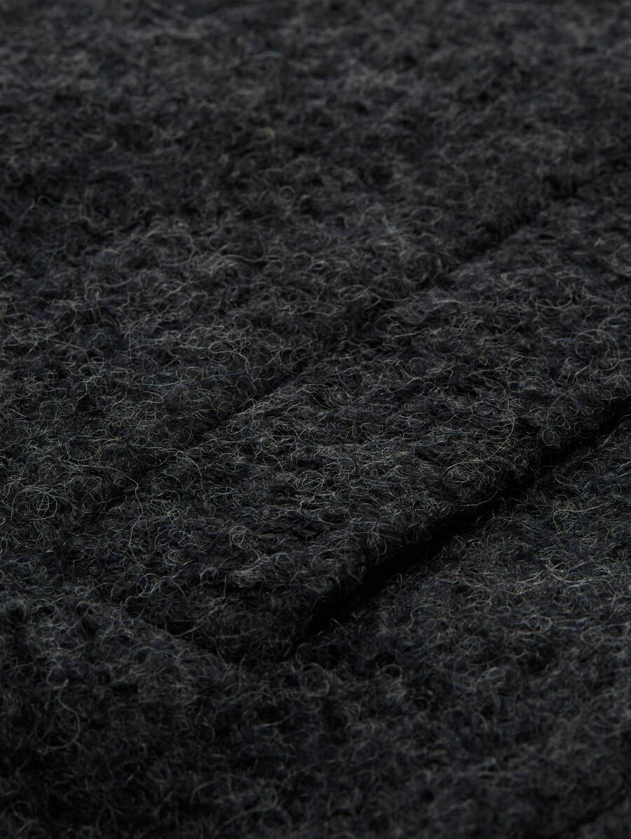 bouclé-wollmantel mit stehkragen