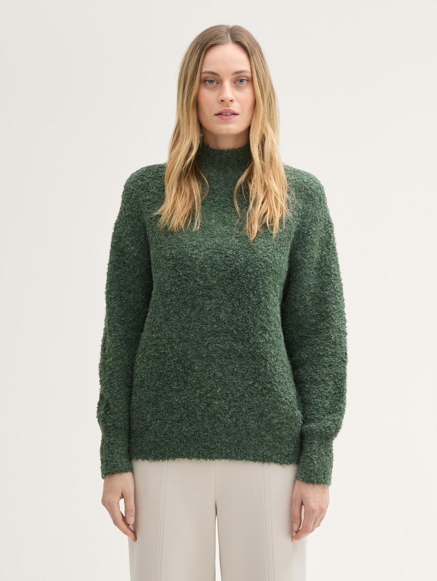 locker geschnittener bouclé-pullover