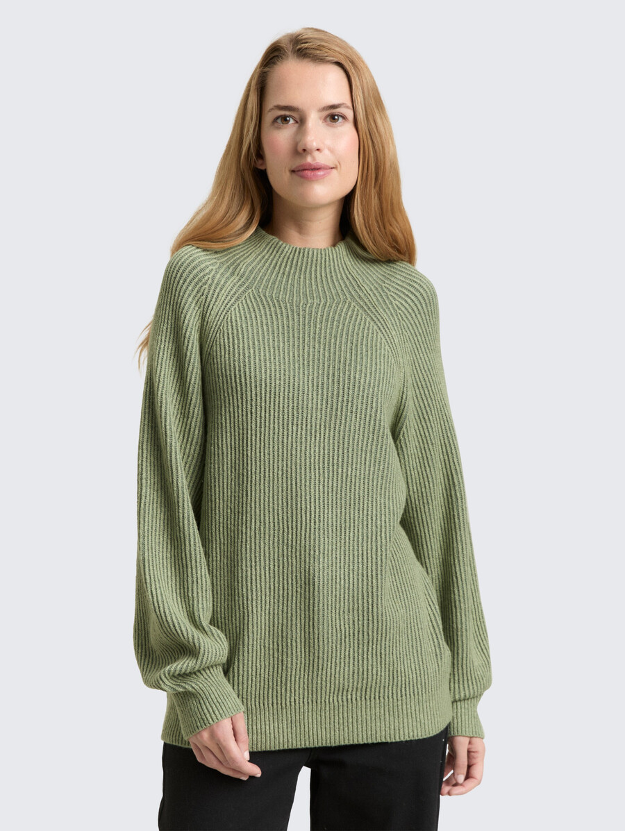 gerippter pullover mit stehkragen