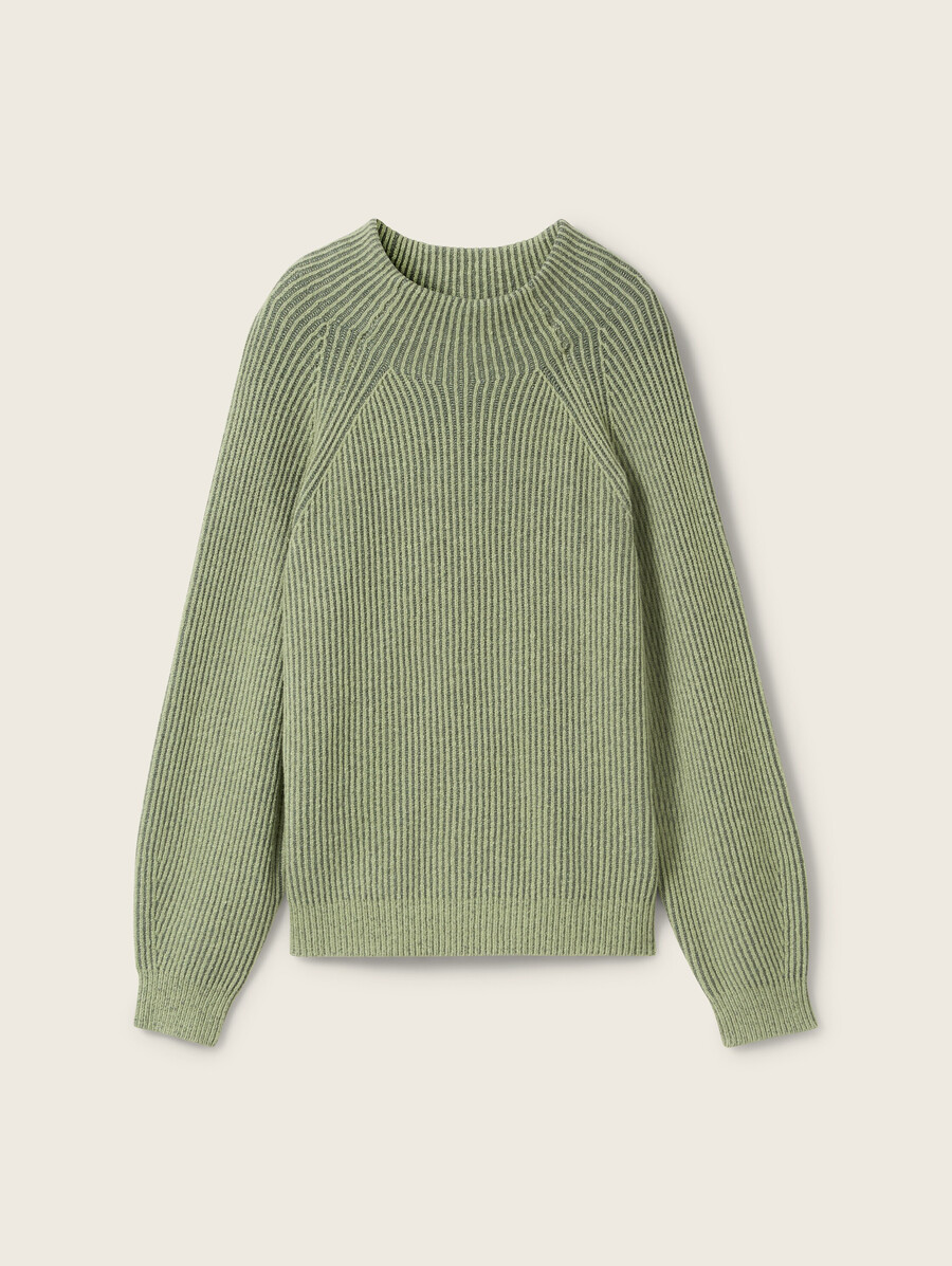 gerippter pullover mit stehkragen