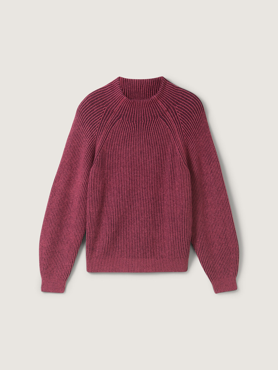 gerippter pullover mit stehkragen