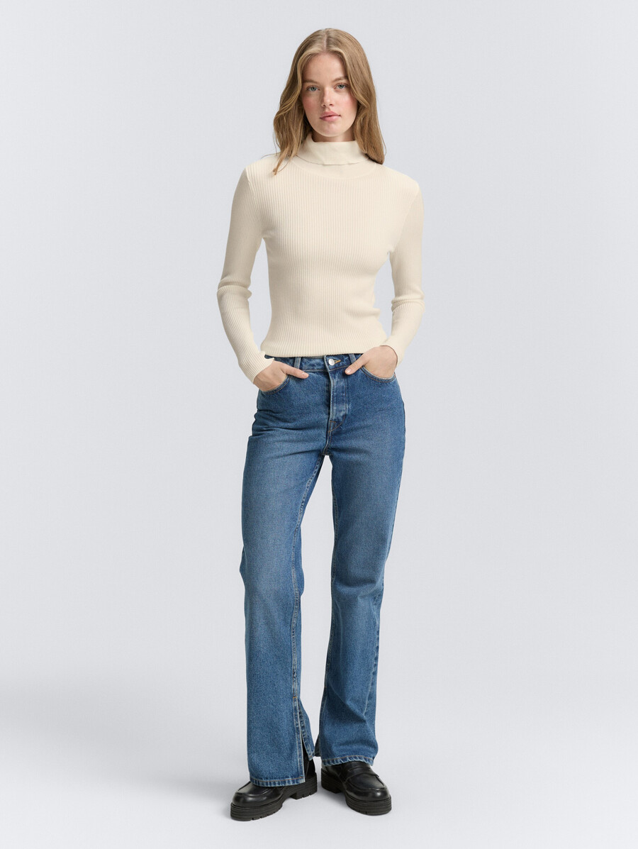 gerippter rollkragenpullover