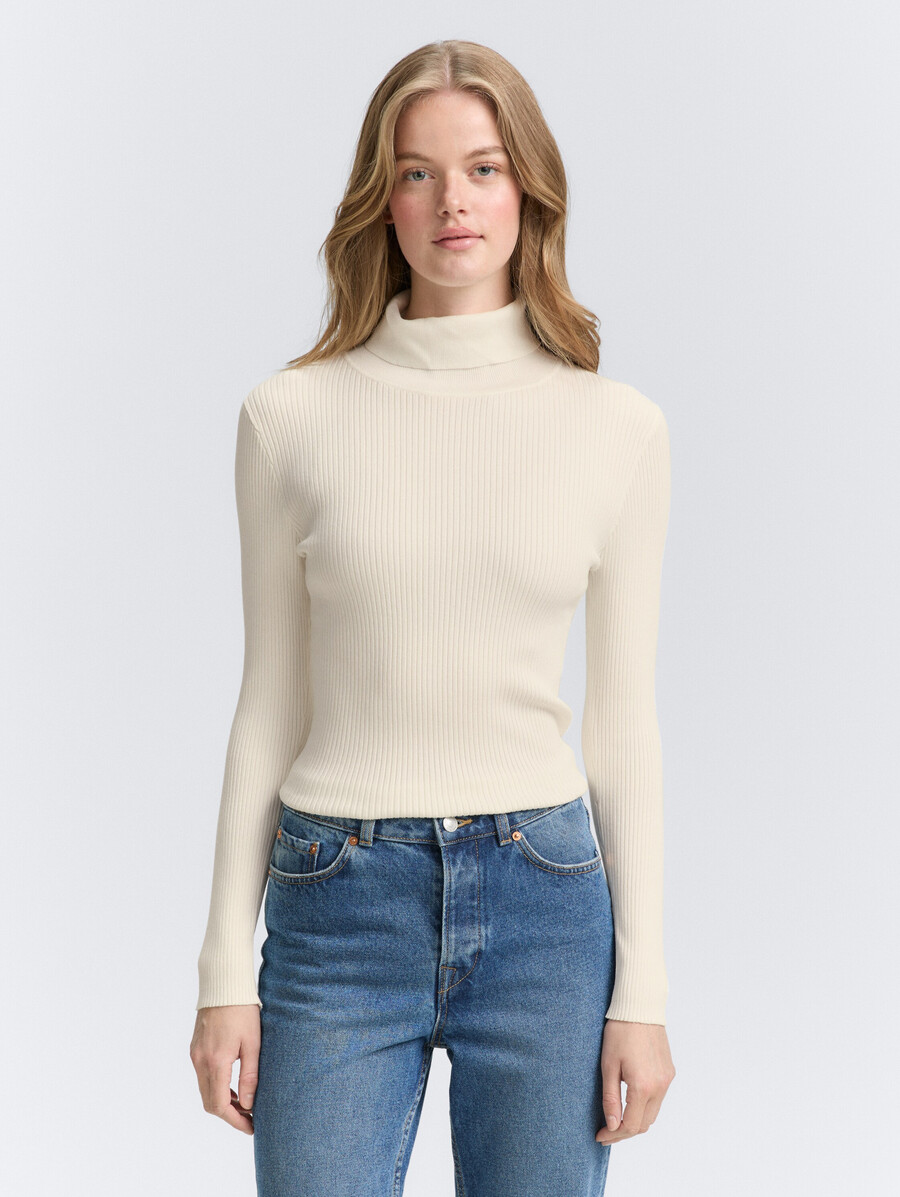 gerippter rollkragenpullover