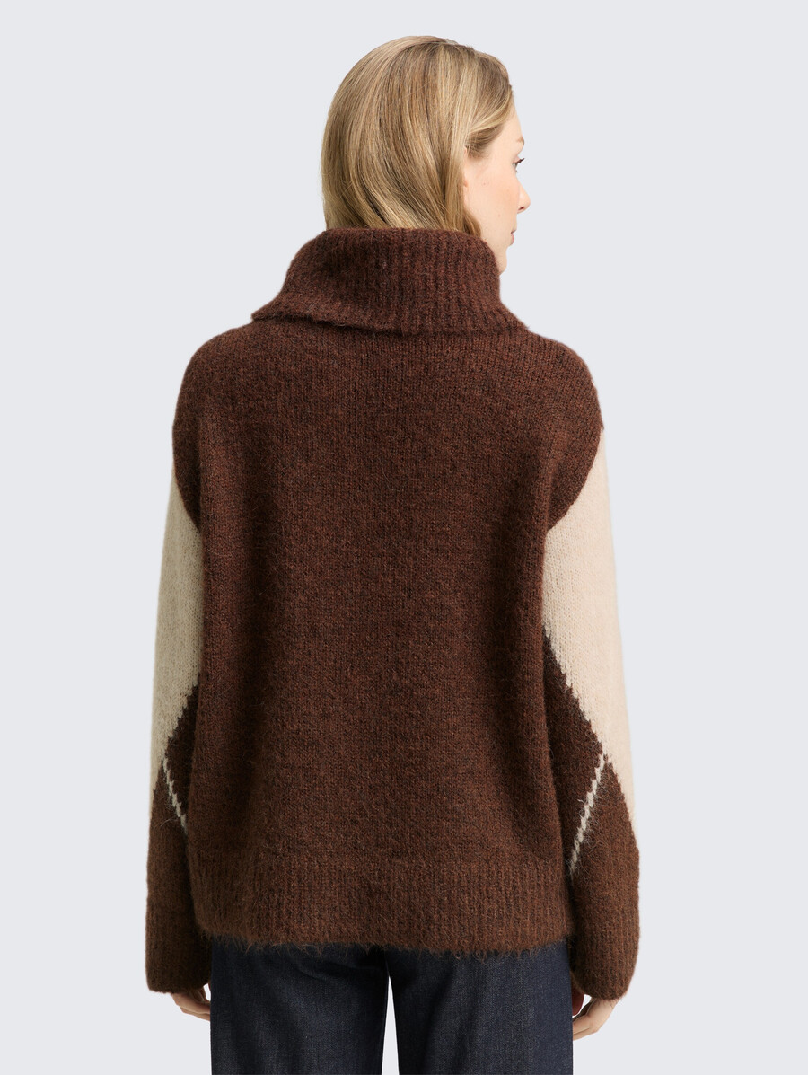oversized rollkragenpullover mit wollanteil