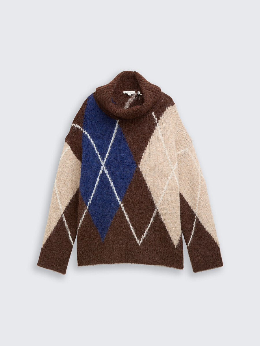 oversized rollkragenpullover mit wollanteil