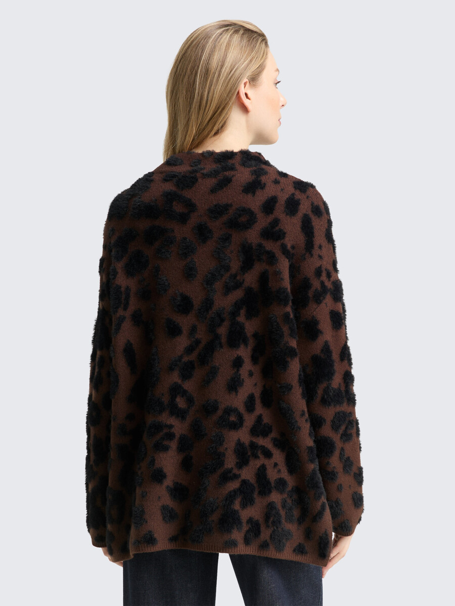 oversized strickpullover mit leopardenmuster