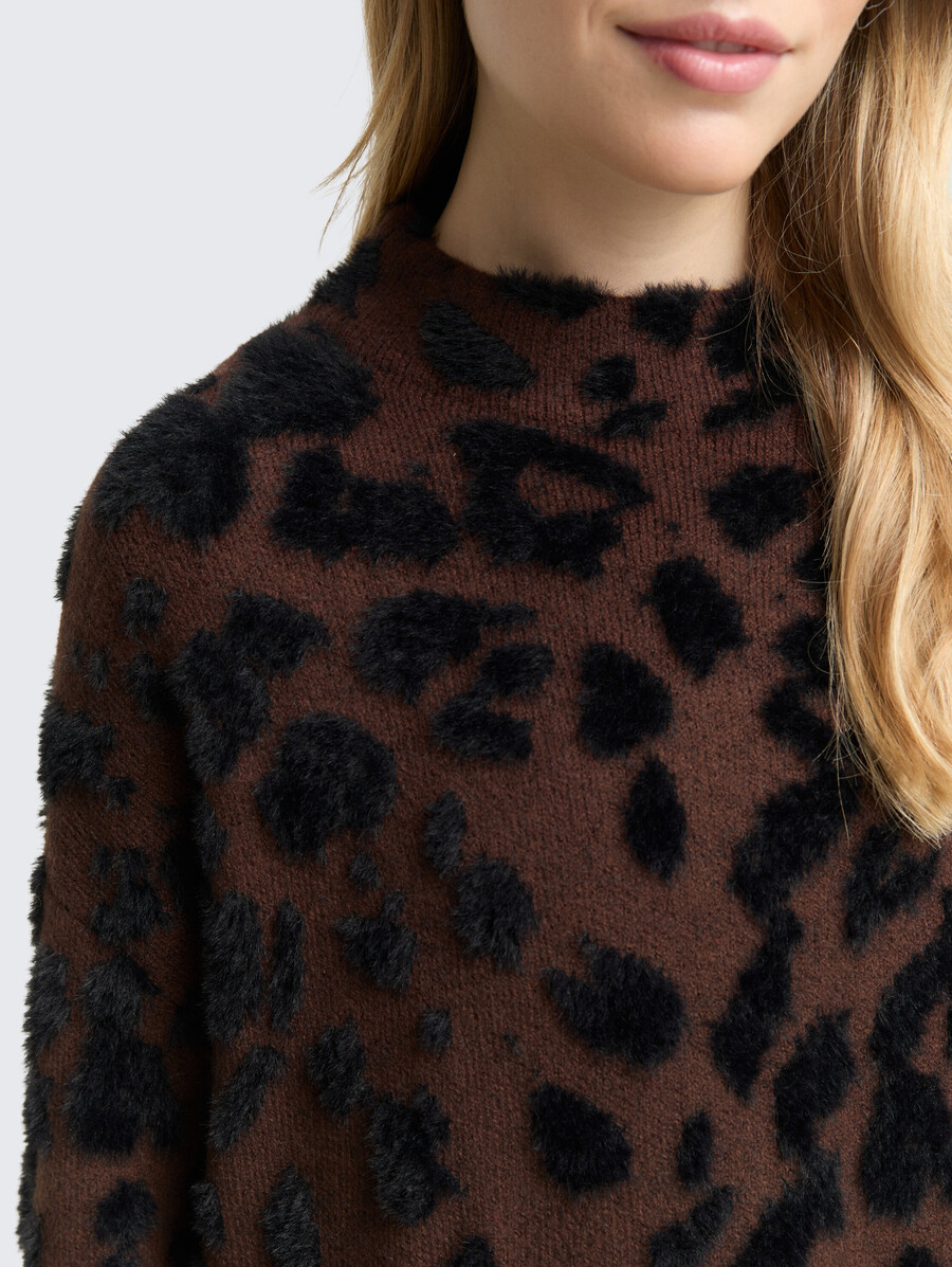 oversized strickpullover mit leopardenmuster