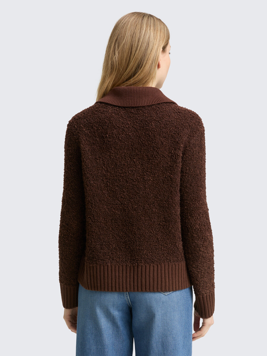 bouclé-strickpullover mit kragen