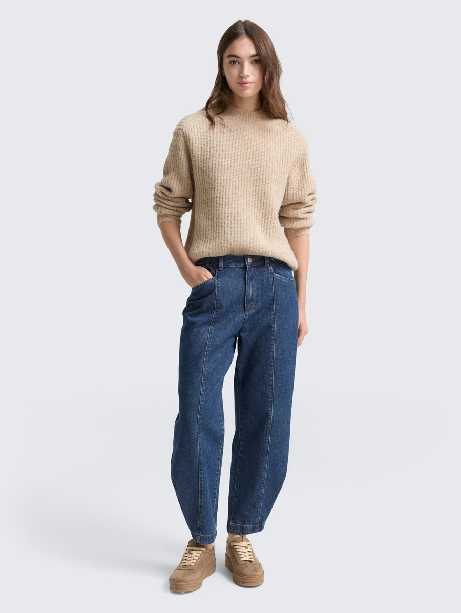 lässiger strickpullover mit stehkragen
