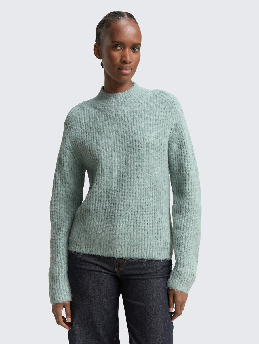 lässiger strickpullover mit stehkragen