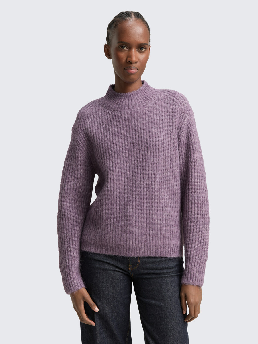 lässiger strickpullover mit stehkragen