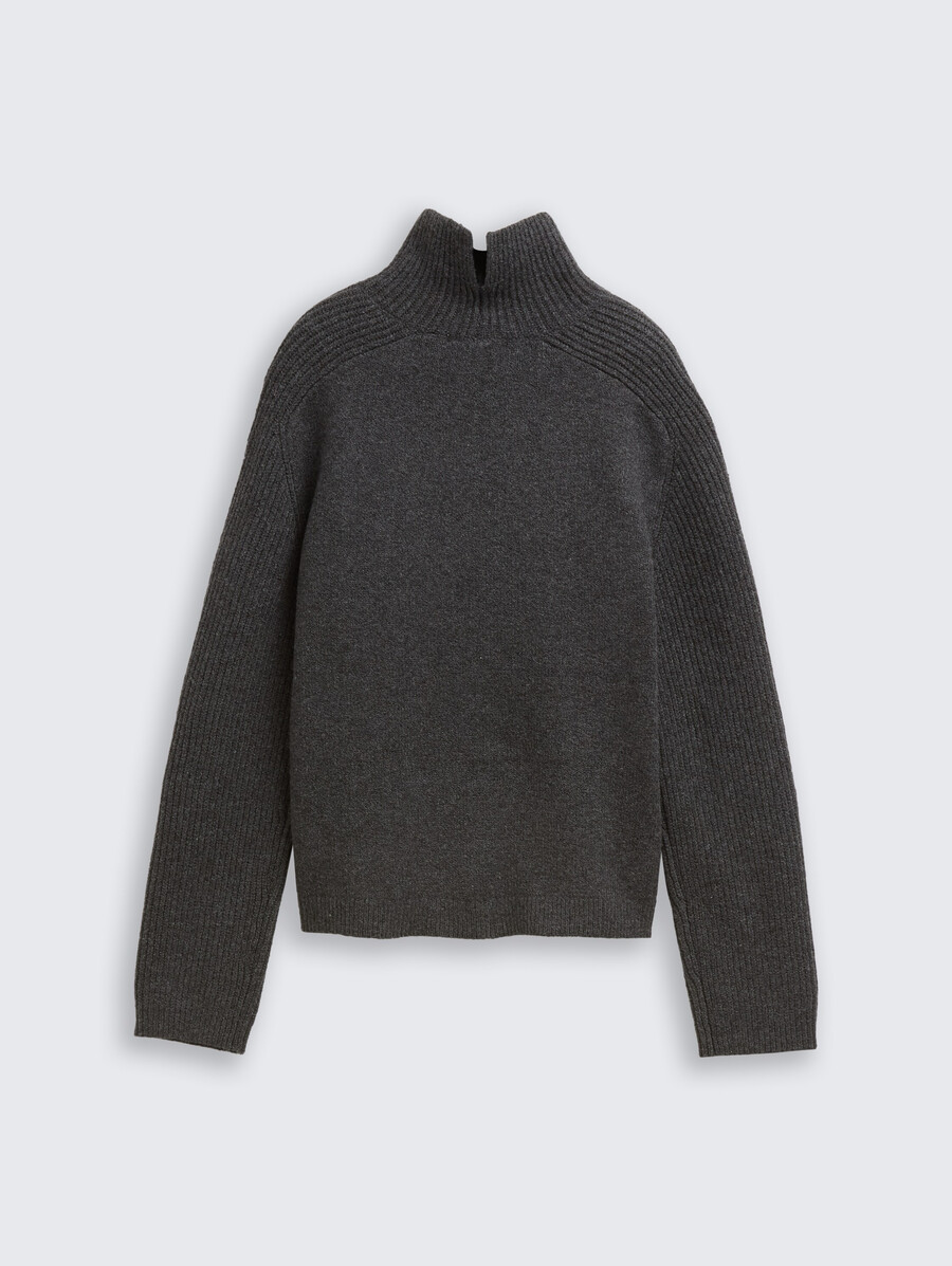 lässiger strickpullover mit stehkragen