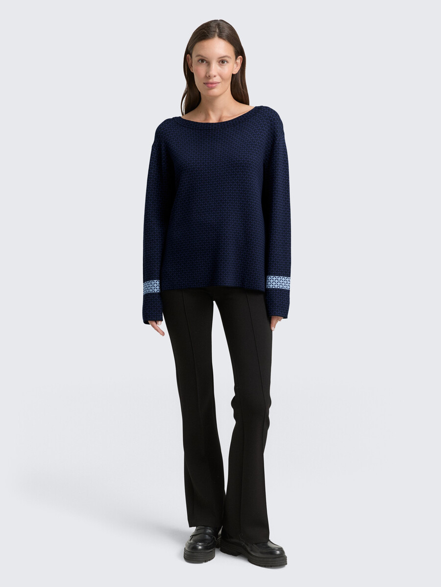 locker geschnittener jacquard-strickpullover
