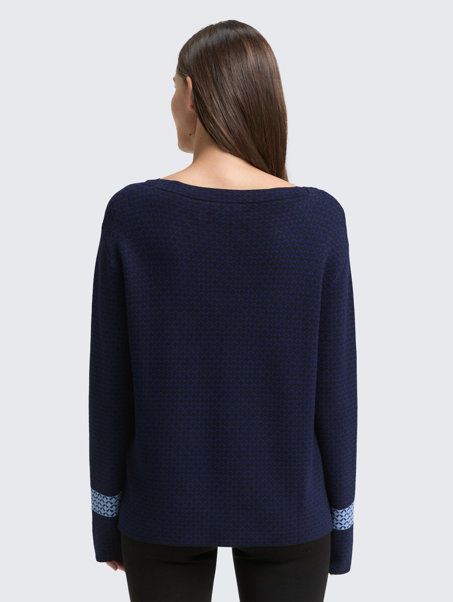 locker geschnittener jacquard-strickpullover
