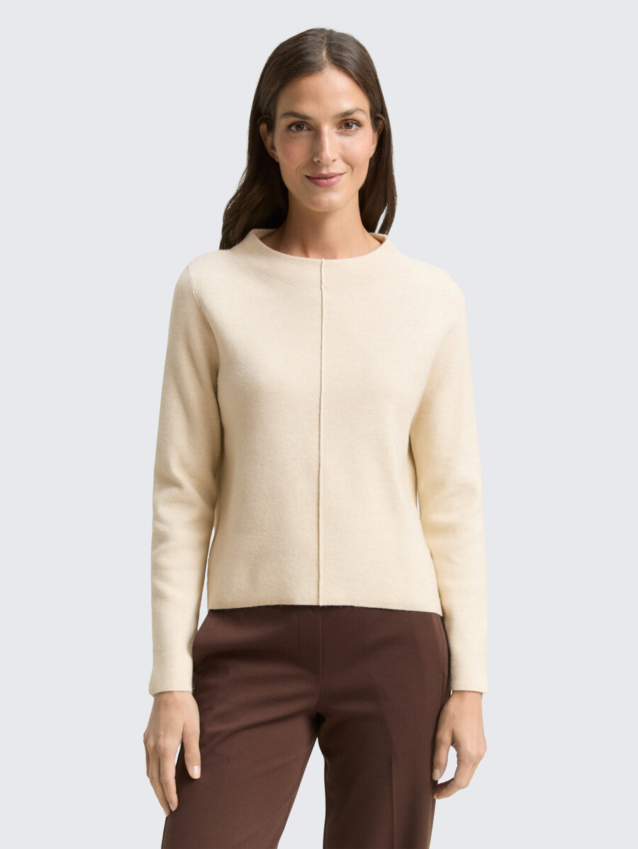 kurzer strickpullover mit stehkragen