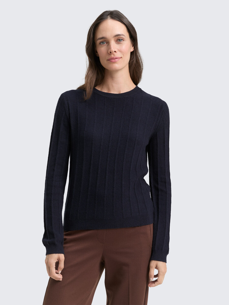 rippstrickpullover mit wollanteil