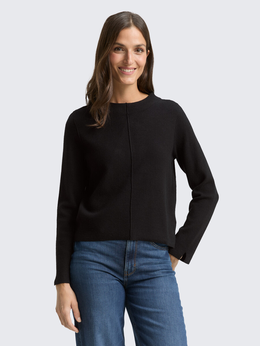 kurzer strickpullover mit stehkragen