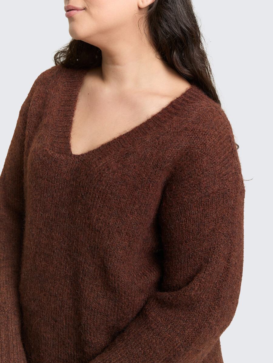 plus size – locker sitzender strickpullover mit wollanteil