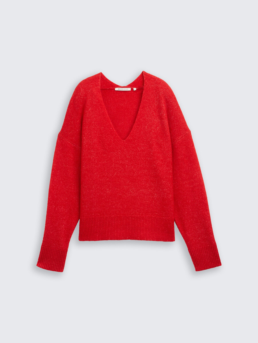 lässig geschnittener strickpullover mit v-ausschnitt
